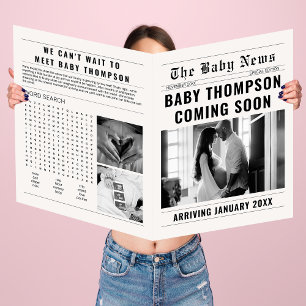 Coming Soon Newspaper Pregnancy Announcement Big Card
