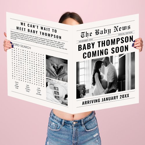 Coming Soon Newspaper Pregnancy Announcement Big Card