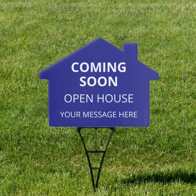 Coming Soon Open House House Shaped Real Estate Sign (Insitu)
