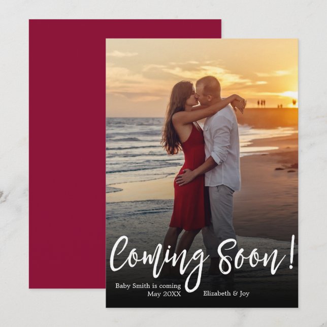 Coming Soon Photo Pregnancy Announcement Cards (Front/Back)