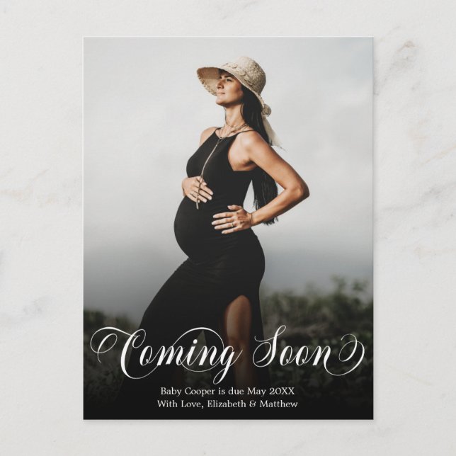 Coming Soon Photo Pregnancy Announcement Postcard (Front)