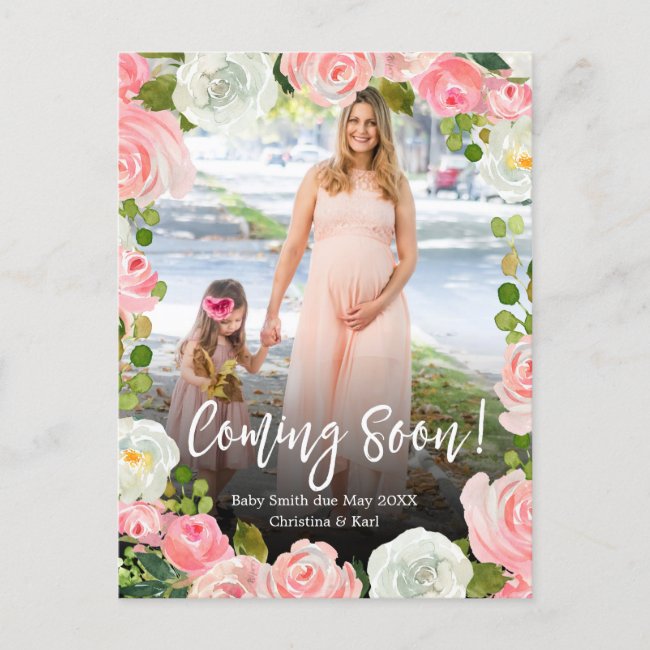 Coming Soon Photo Pregnancy Announcement Postcard