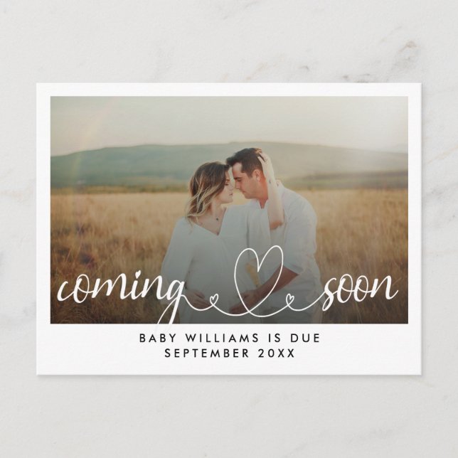 Coming Soon Photo Pregnancy Announcement Postcard (Front)