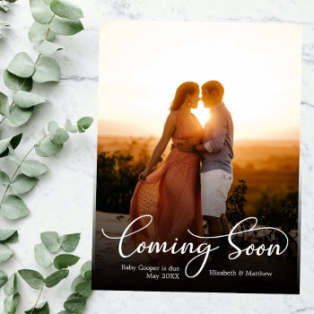 Coming Soon Photo Pregnancy Announcement Postcard by LilyPaperDesign at Zazzle