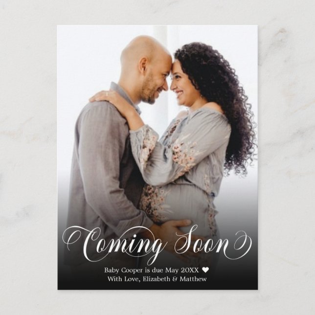 Coming Soon Photo Pregnancy Announcement Postcard (Front)