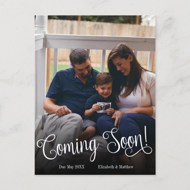 Coming Soon Photo Pregnancy Announcement Postcard (Front)