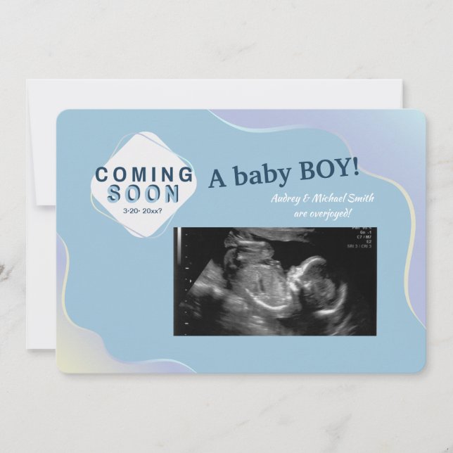 Coming Soon Photo Pregnancy Blue Announcement (Front)