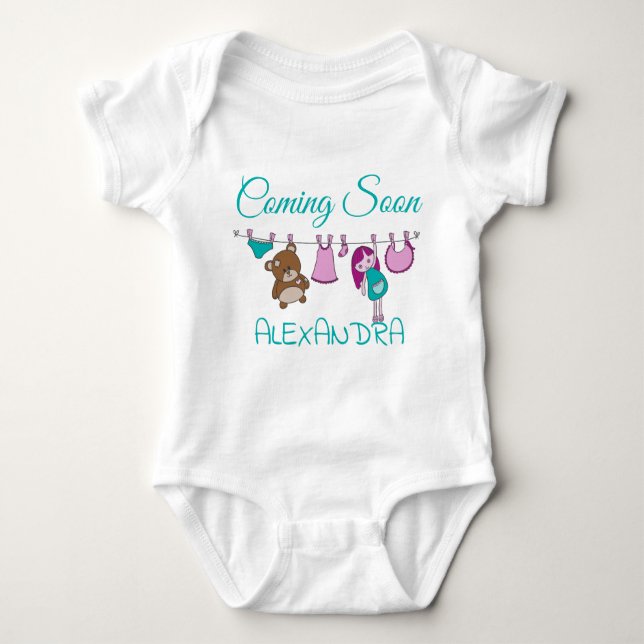 Coming Soon Pregnancy Announcement  Baby Bodysuit (Front)