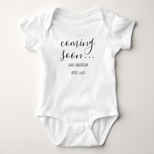 Coming Soon | Pregnancy Announcement baby jumpsuit Bodysuit (Front)