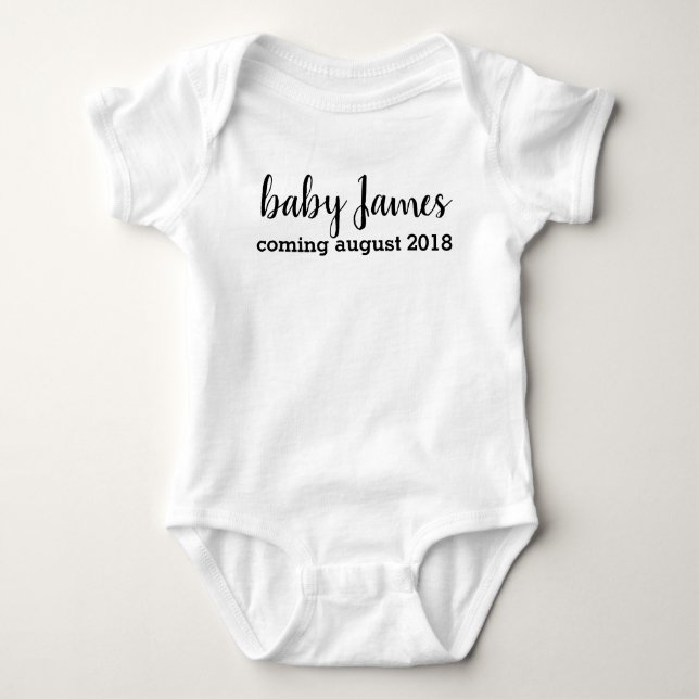 Coming soon, pregnancy announcement, baby notice baby bodysuit (Front)