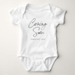 Coming Soon Script Custom Pregnancy Announcement Baby Bodysuit at Zazzle