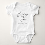 Coming Soon Script Custom Pregnancy Announcement Baby Bodysuit<br><div class="desc">A stylish way to reveal the news of your pregnancy.</div>