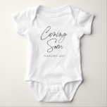 Coming Soon Script Custom Pregnancy Announcement Baby Bodysuit<br><div class="desc">A stylish way to reveal the news of your pregnancy.</div>