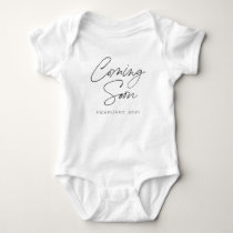 Coming Soon Script Custom Pregnancy Announcement Baby Bodysuit