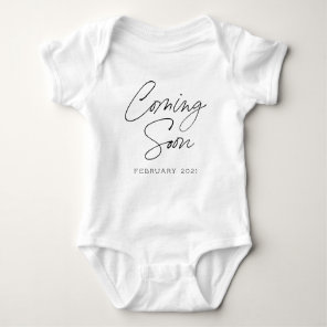 Coming Soon Script Custom Pregnancy Announcement Baby Bodysuit