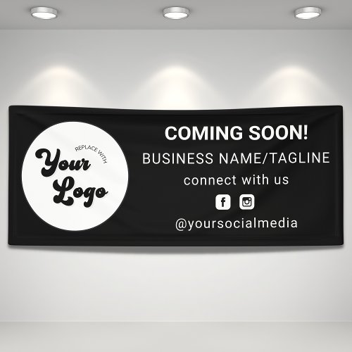 Coming Soon Social Media  Business Logo Minimal B Banner