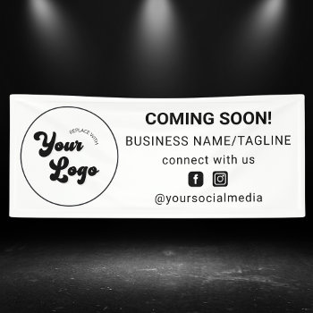 Coming Soon Social Media & Business Logo Minimal Banner by ReplaceWithYourLogo at Zazzle