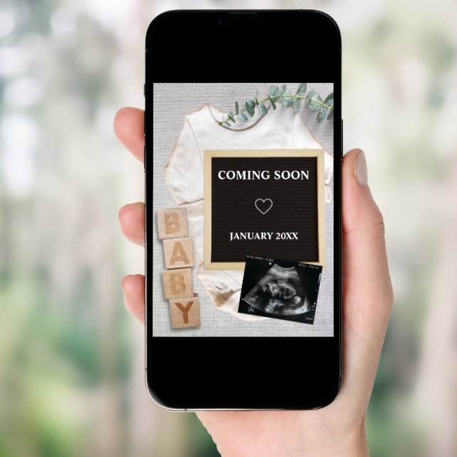Coming Soon Sonogram Photo Pregnancy Announcement (Front Digital)