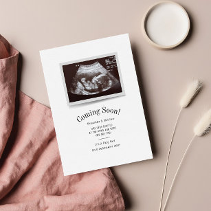 Coming Soon Ultrasound Photo Pregnancy Baby Note Card