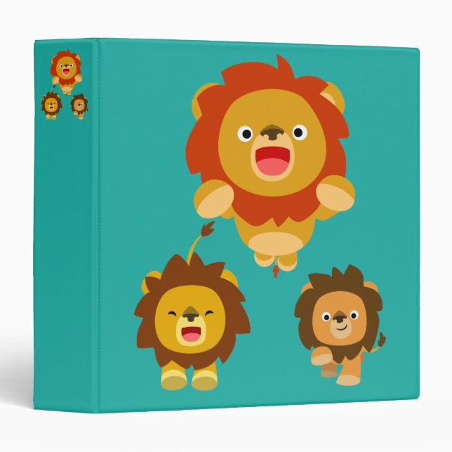 'Coming!!' Three Cute Cartoon Lions Binder (Front/Spine)