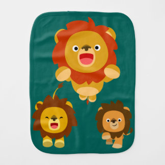 'Coming!!' Three Cute Cartoon Lions Burp Cloth