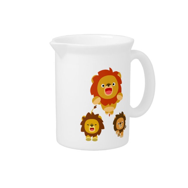 'Coming!!" Three Cute Cartoon Lions Pitcher (Right)