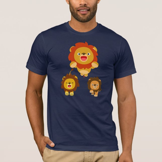 'Coming!!" Three Cute Cartoon Lions T-Shirt (Front)