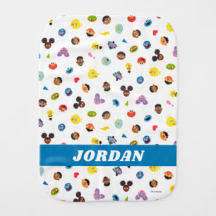 Coming Together Faces Pattern   Add Your Name Baby Burp Cloth