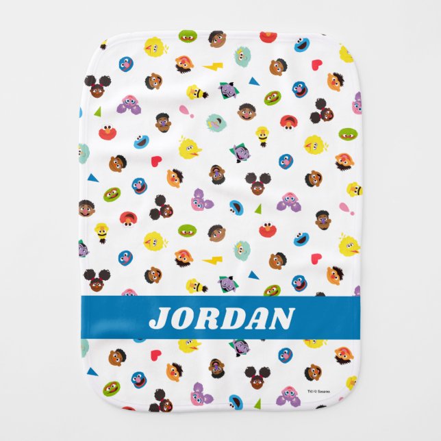 Coming Together Faces Pattern | Add Your Name Baby Burp Cloth (Front)