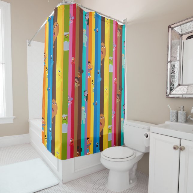 Coming Together Stripe Pattern Shower Curtain (In Situ)