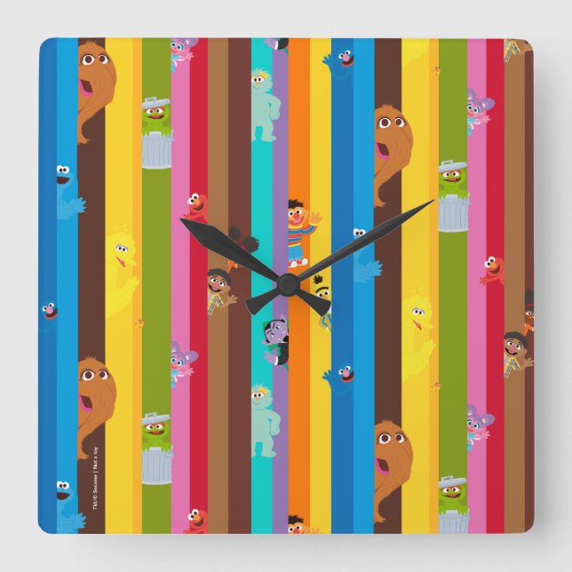 Coming Together Stripe Pattern Square Wall Clock (Front)
