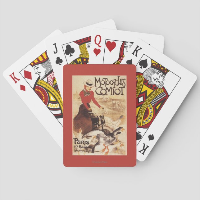 Comiot Motocycles Woman and Geese Promo Poster Poker Cards (Back)
