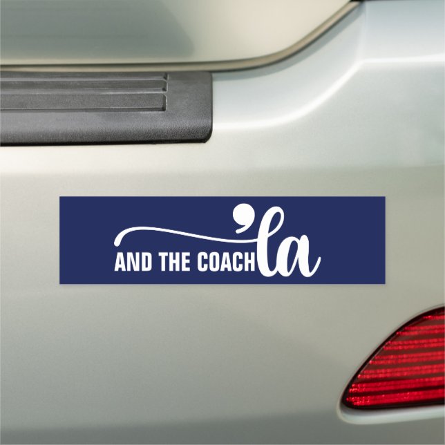 Comma la & Coach | Kamala Harris Coach Blue Car Magnet (In Situ)