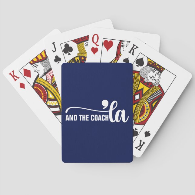 Comma la & Coach | Kamala Harris Coach Blue Poker Cards (Back)