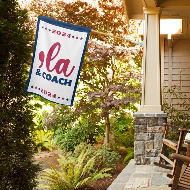 Comma la & Coach-Kamala Harris Tim Walz Blue House Flag (Creator Uploaded)