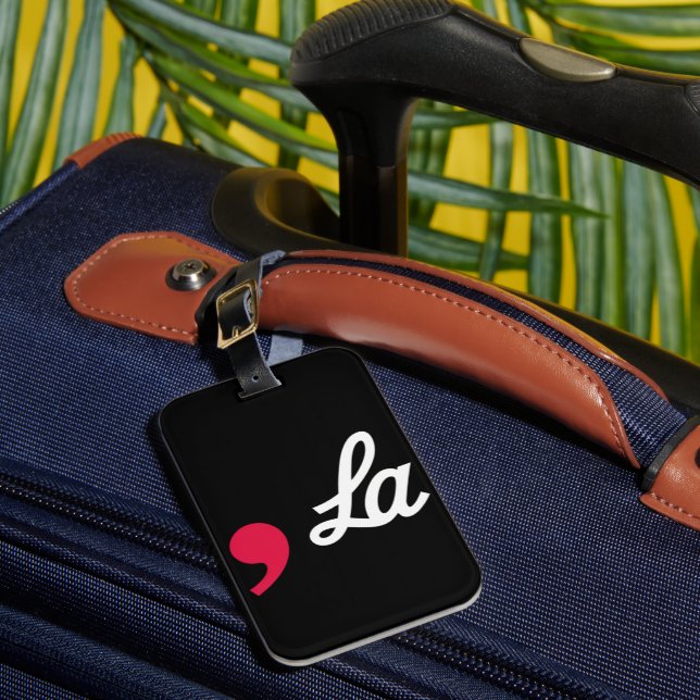 Comma La Funny Punctuation Kamala Harris Luggage Tag (Front Insitu 1)