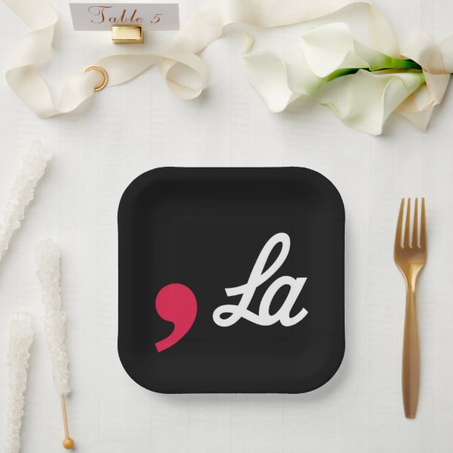 Comma La Funny Punctuation Kamala Harris Paper Plates (Wedding)