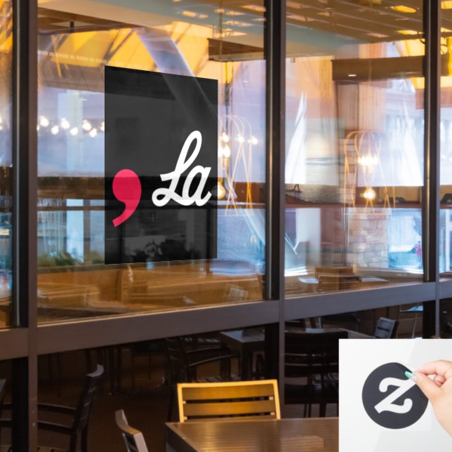 Comma La Funny Punctuation Kamala Harris Window Cling (Restaurant Window)