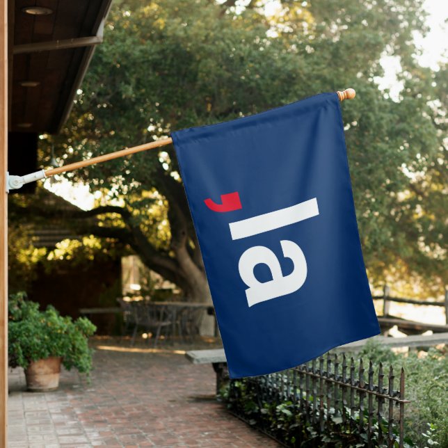 Comma La kamala fun pronunciation typography blue House Flag (In SItu)