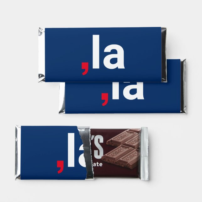 Comma La kamala funny pronunciation red white blue Hershey Bar Favors (Front)