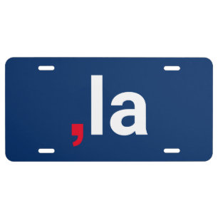 Comma La kamala funny pronunciation red white blue License Plate