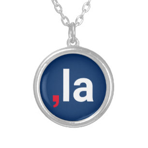 Comma La kamala funny pronunciation red white blue Silver Plated Necklace