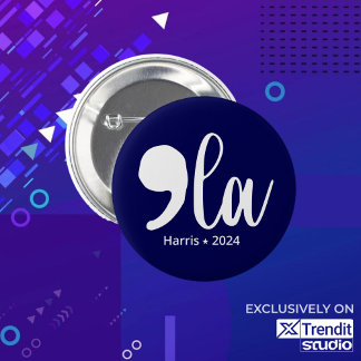 comma la kamala harris 2024 button