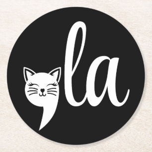 Comma La Kamala Harris - cat mom for Kamala Round Paper Coaster