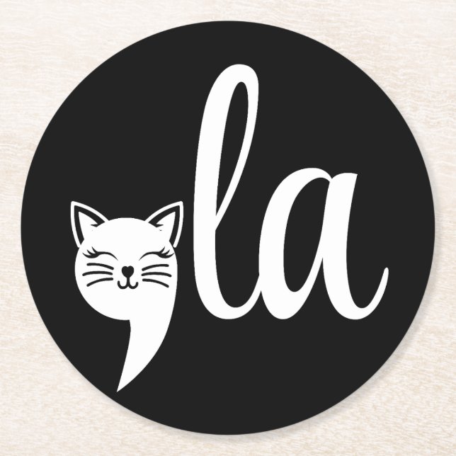 Comma La Kamala Harris - cat mom for Kamala  Round Paper Coaster (Front)