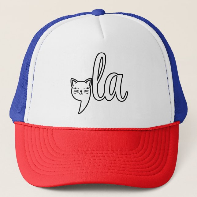 Comma La Kamala Harris - cat mom for Kamala  Trucker Hat (Front)