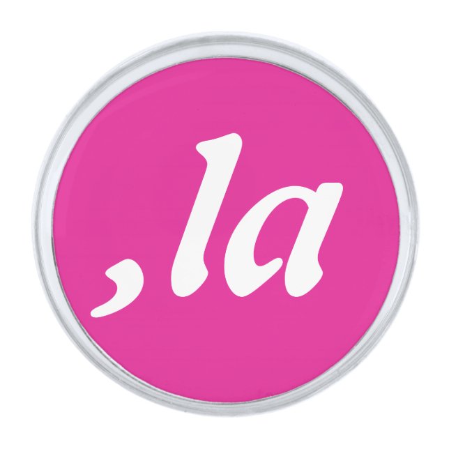 Comma La Kamala Harris - customized text design  Silver Finish Lapel Pin (Front)