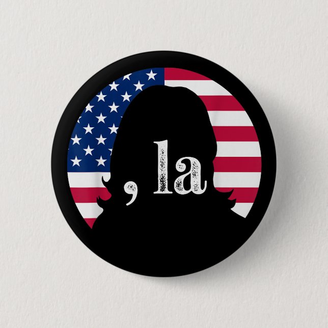 Comma La Kamala Harris For President 2024 Election Button (Front)