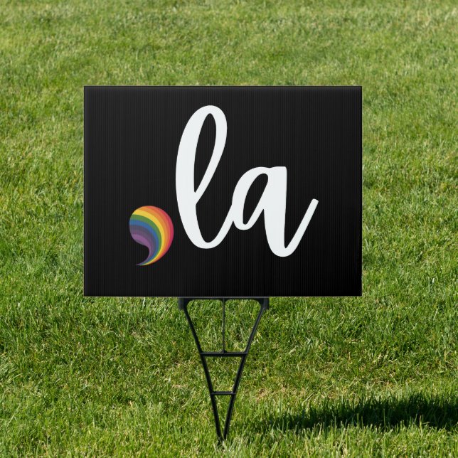 Comma La Kamala Harris Pride Rainbow LGBQ Gay Sign (Insitu)