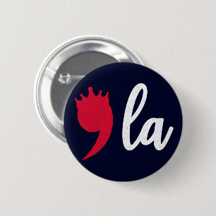 Comma La Kamala Harris Punctuation Mark with Crown Button